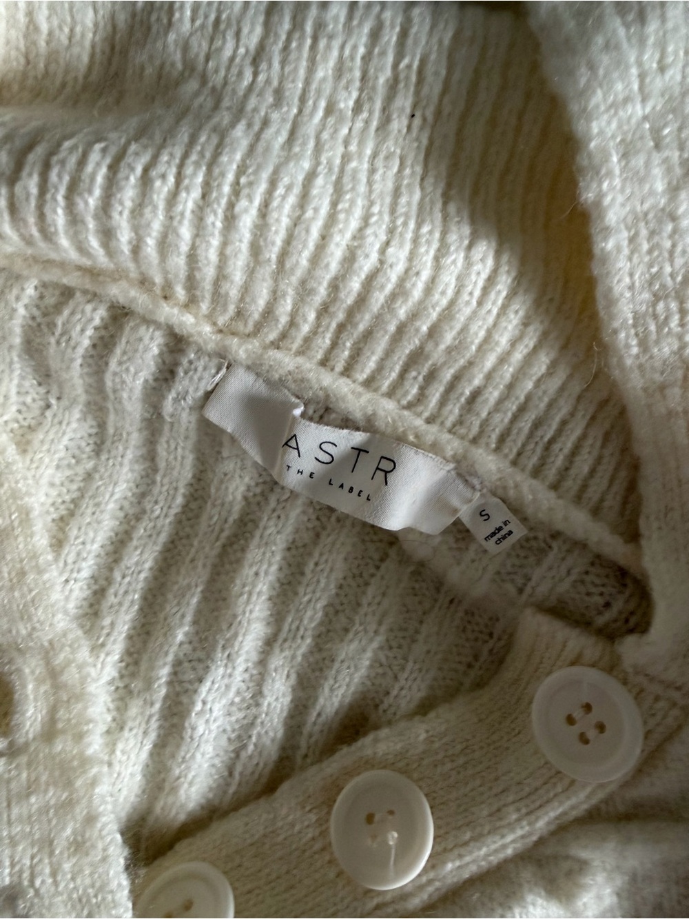 ASTR Cream Ribbed Button-Neck Sweater - Picture 4 of 5